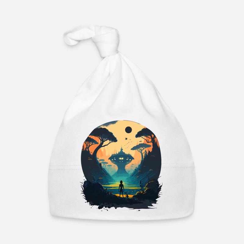 green alien space Organic Baby Cap