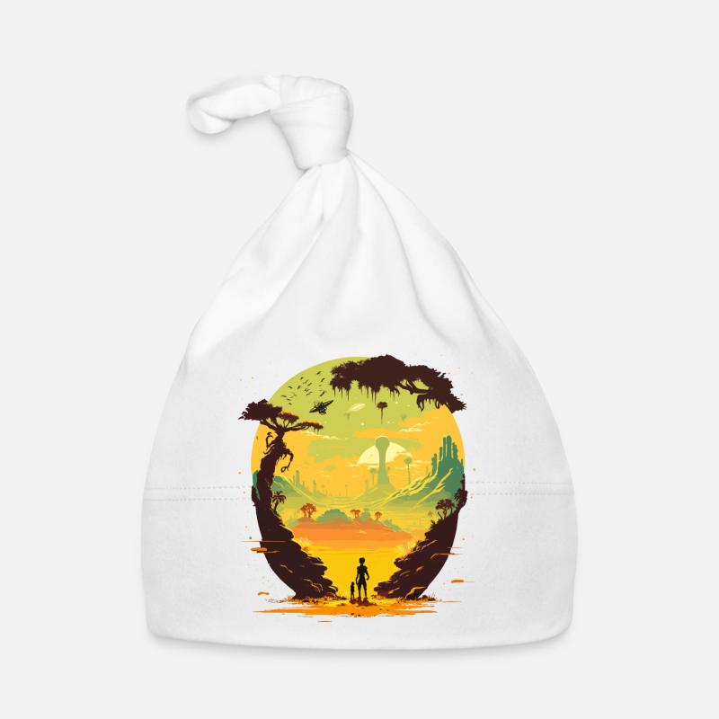 Gelbe Alien-Welt Baby Bio-Mütze