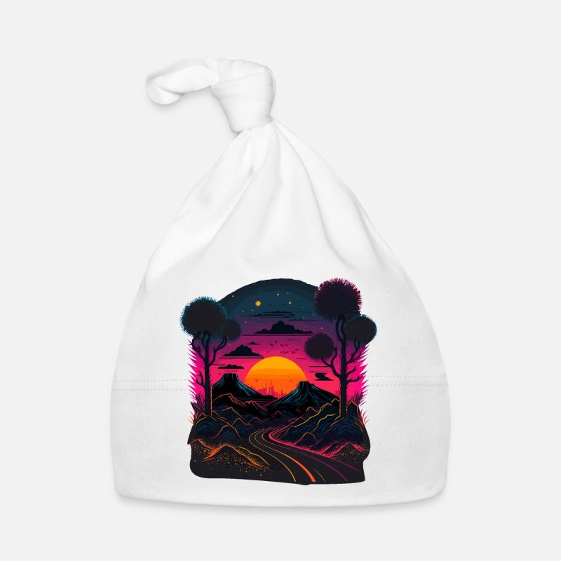 Illustration Synthwave Bonnet bio Bébé