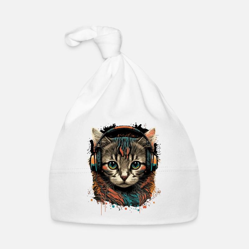Chat vintage avec écouteurs Bonnet bio Bébé