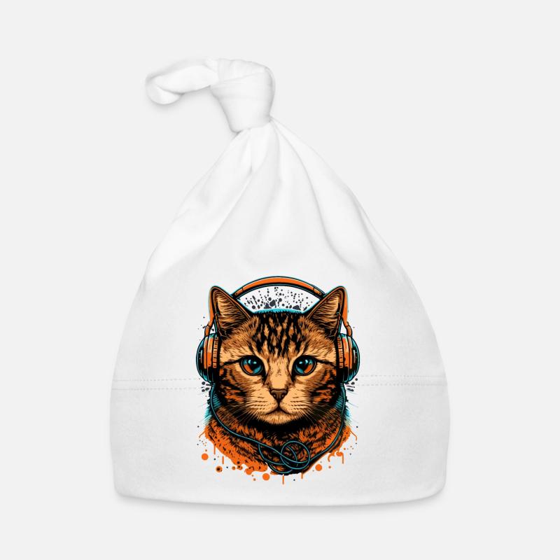 Chat portant des écouteurs Bonnet bio Bébé