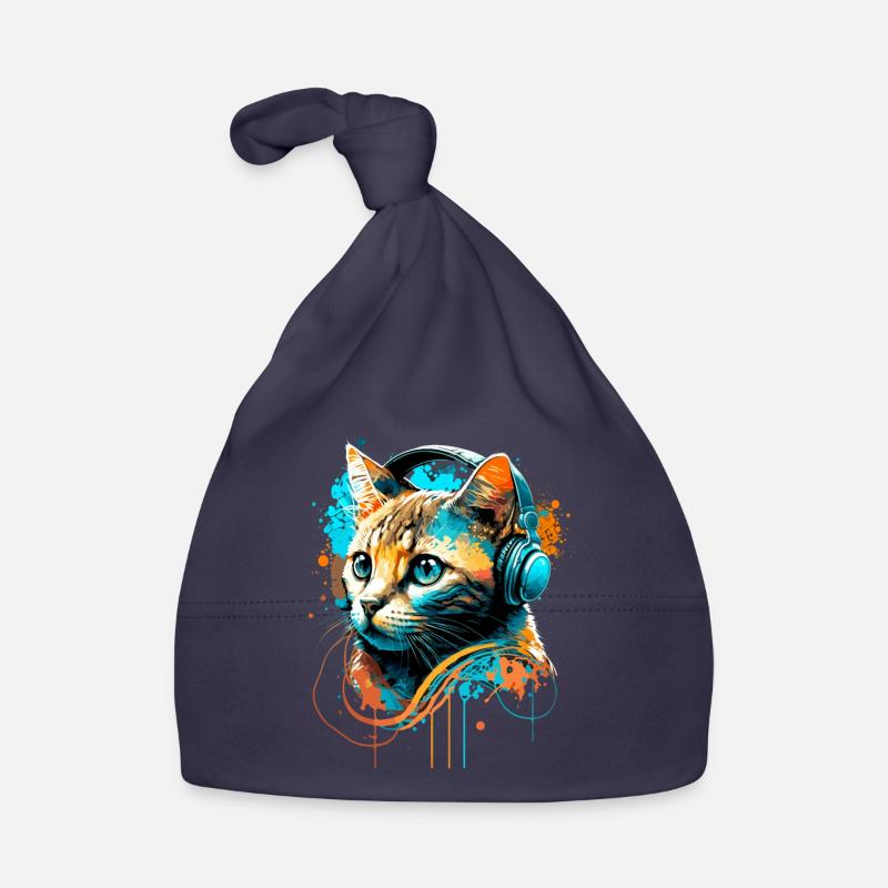 Chat écoutant de la musique Bonnet bio Bébé