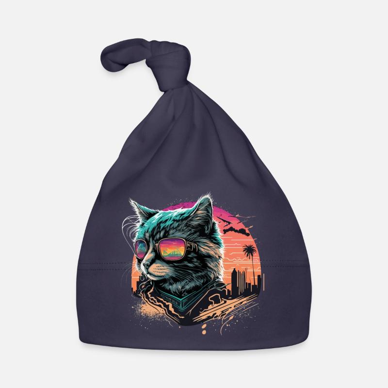 Chat de style synthwave Bonnet bio Bébé