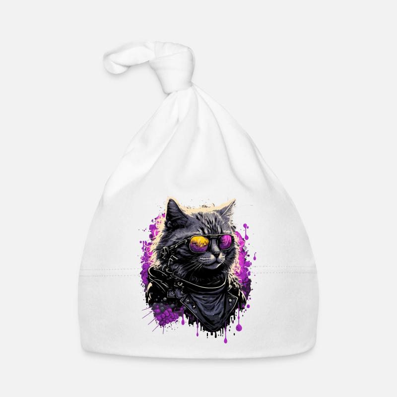 Cool 80s Cat Organic Baby Cap