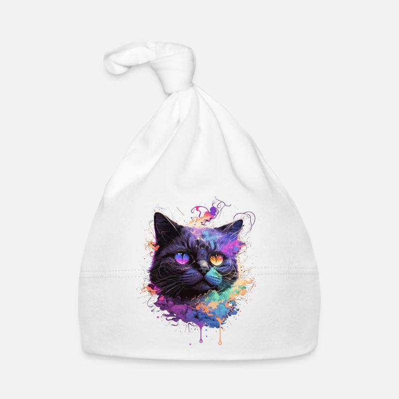 Illustration de chat coloré Bonnet bio Bébé