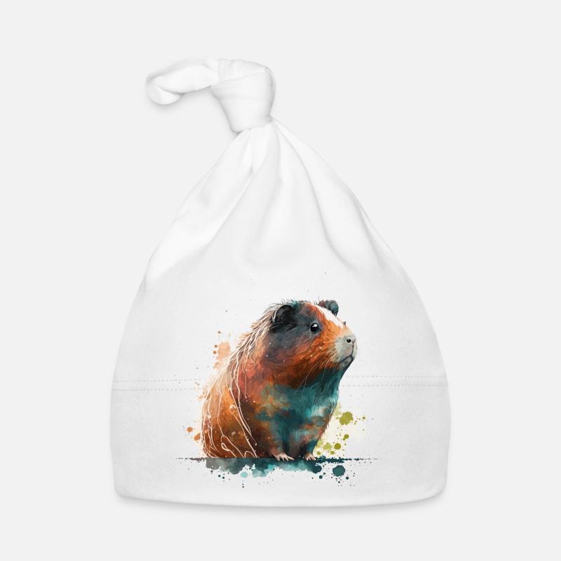 cochon d’Inde aquarelle Bonnet bio Bébé