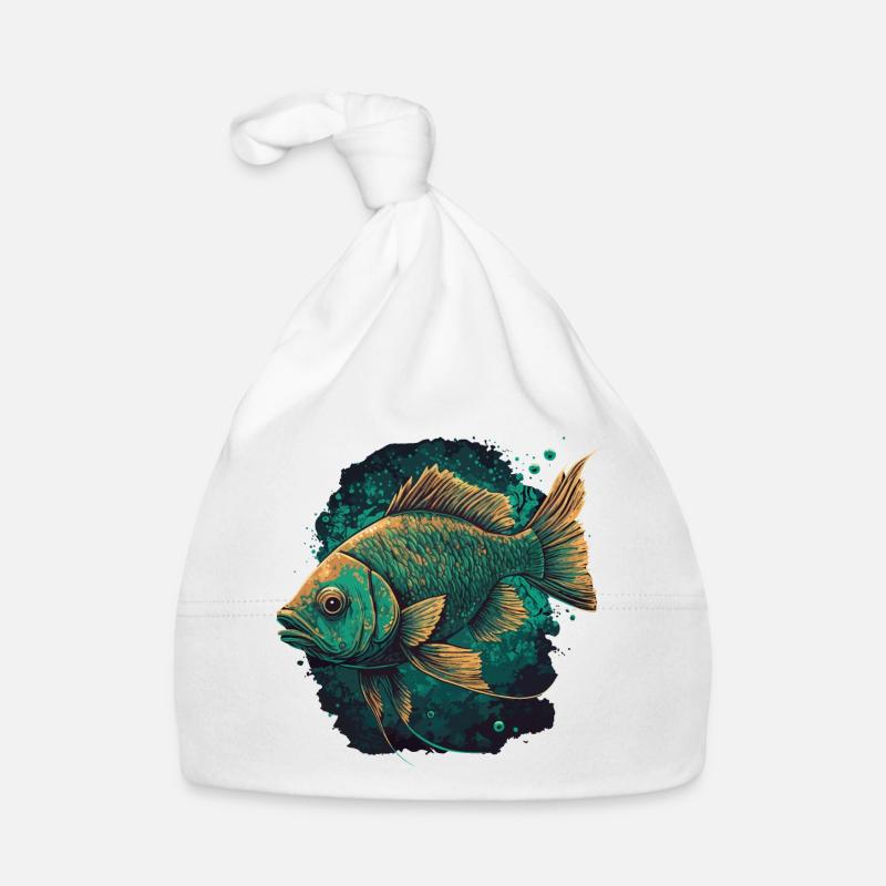 Fish Artwork Organic Baby Cap