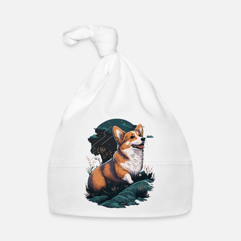 Corgi avec les fleurs Bonnet bio Bébé
