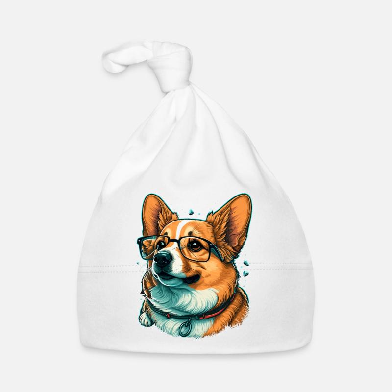 Clever Looking Corgi Organic Baby Cap