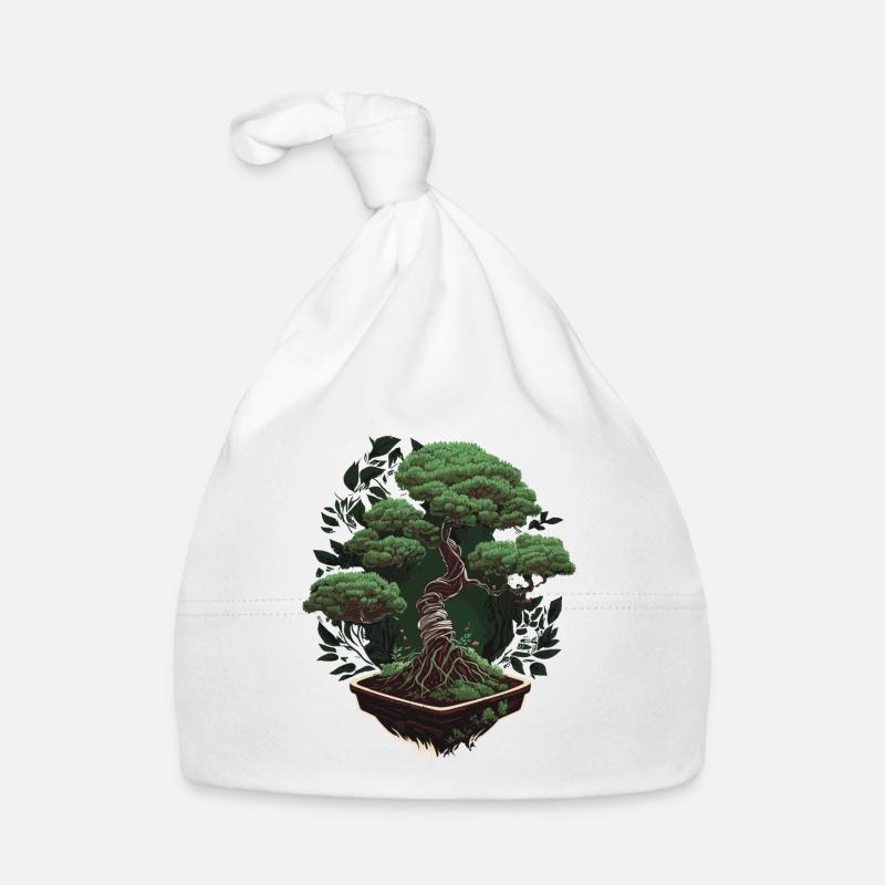Bonsaï en pot - Bonnet bio Bébé - blanc