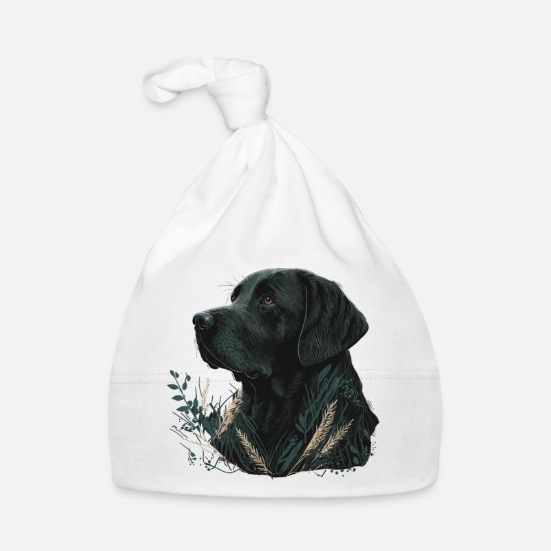 Labrador Retriever foncé dans les feuilles Bonnet bio Bébé