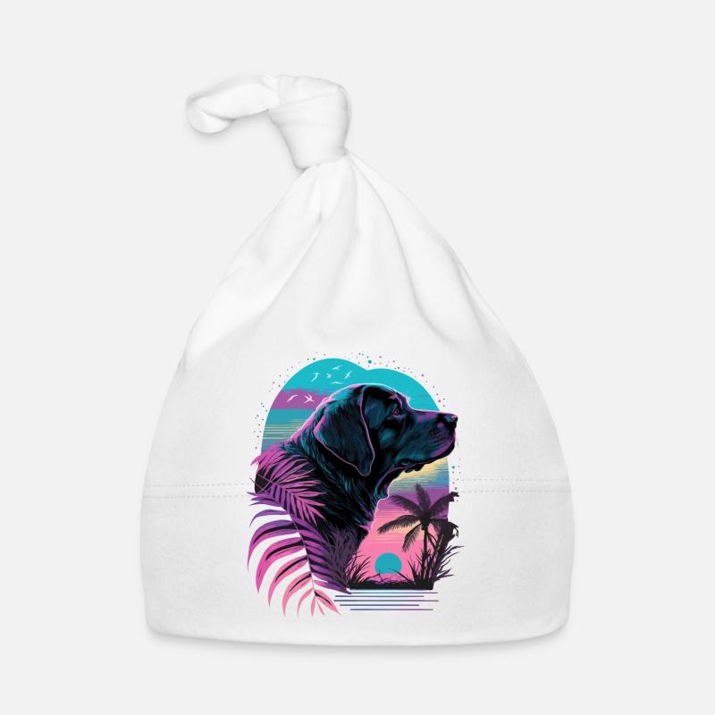 Labrador Retriever liebt Beach Vaporwave Baby Bio-Mütze