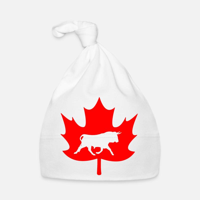 Canada maple leaf bull logo Organic Baby Cap