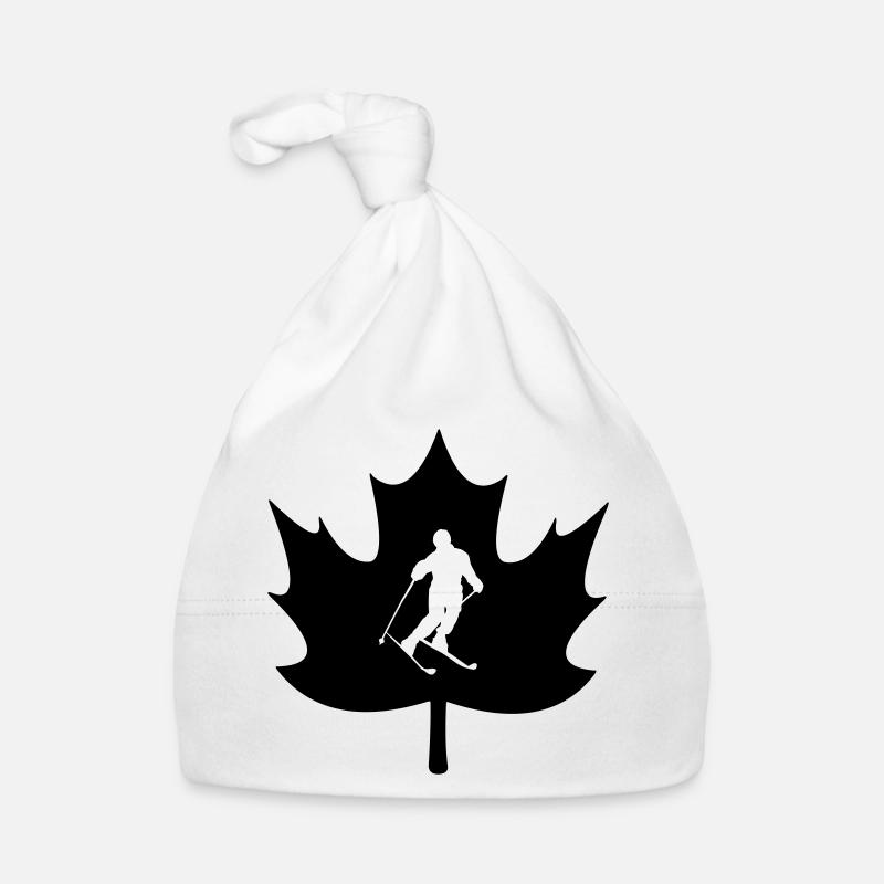 Feuille d’érable du Canada avec logo de skieur découpé Bonnet bio Bébé