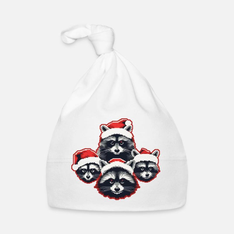 Raton laveur Père Noël chapeau de Noël - Bonnet bio Bébé - blanc