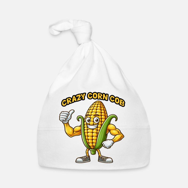Crazy Veggies: Corn Cob Body Builder Thumbs Up Organic Baby Cap