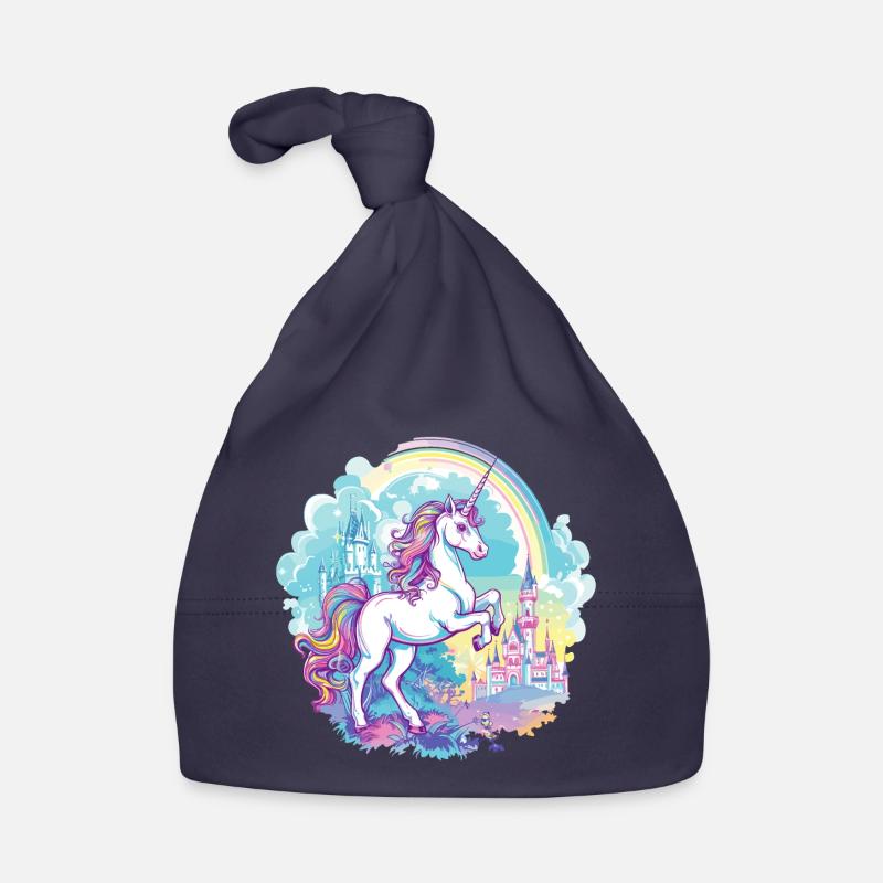 Unicorn, Rainbow, Castle, Multicolorful, Magic, Fantasy Organic Baby Cap