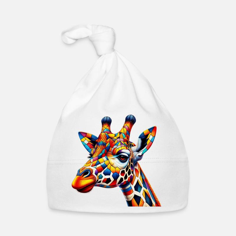 Girafe colorée et peinte comme Arlequin Bonnet bio Bébé