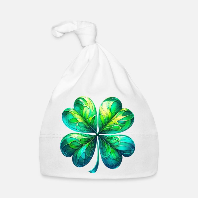 Vierblättriges Kleeblatt Baby Bio-Mütze