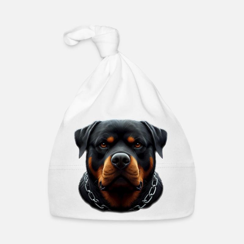 A Rottweiler with a steel chain Organic Baby Cap