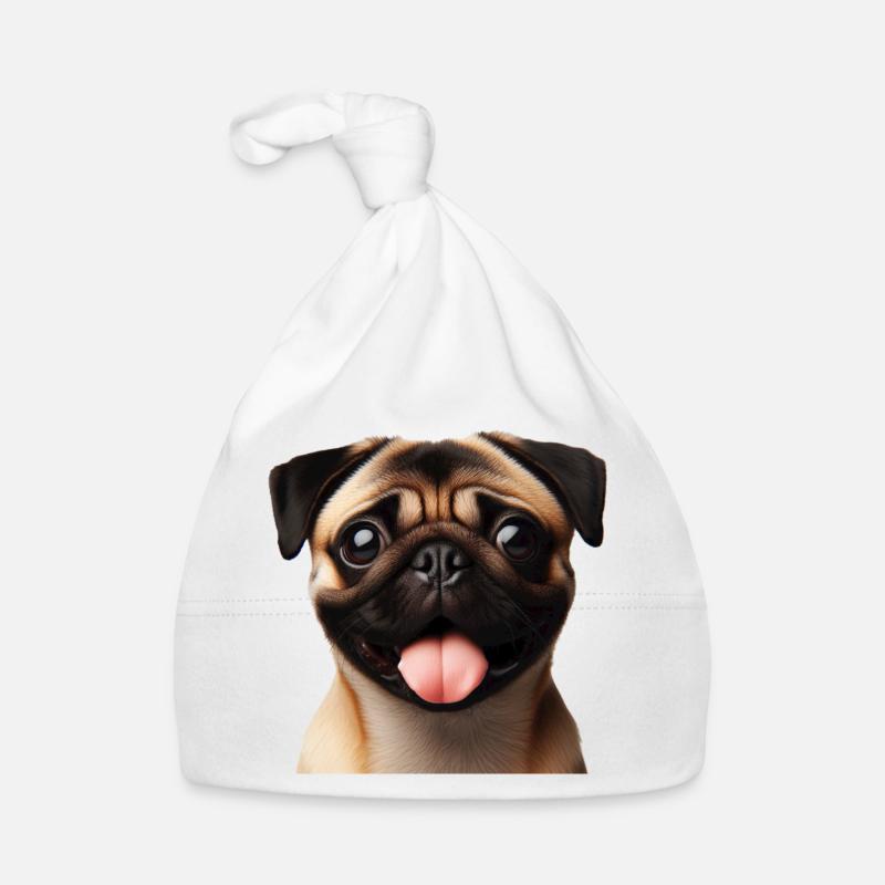 Ein glücklicher Mops Baby Bio-Mütze