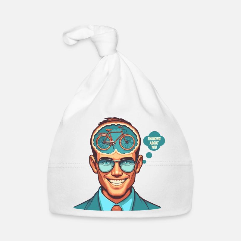 Mindful Bicycle Thinker Illustration Organic Baby Cap