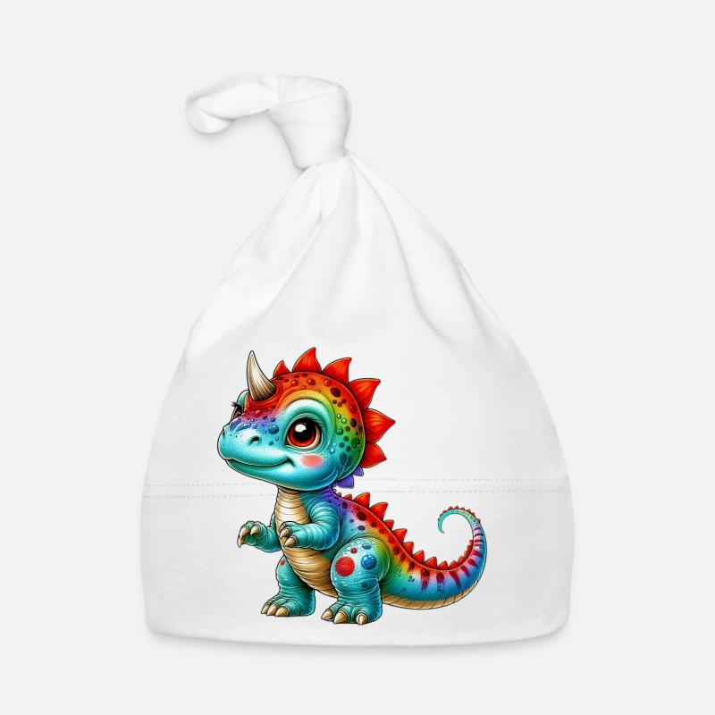 Dinosaure - Bonnet bio Bébé - blanc