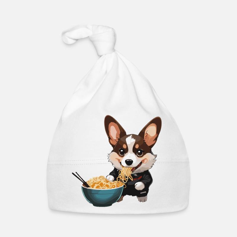 Corgi qui mange des ramens #2 Bonnet bio Bébé