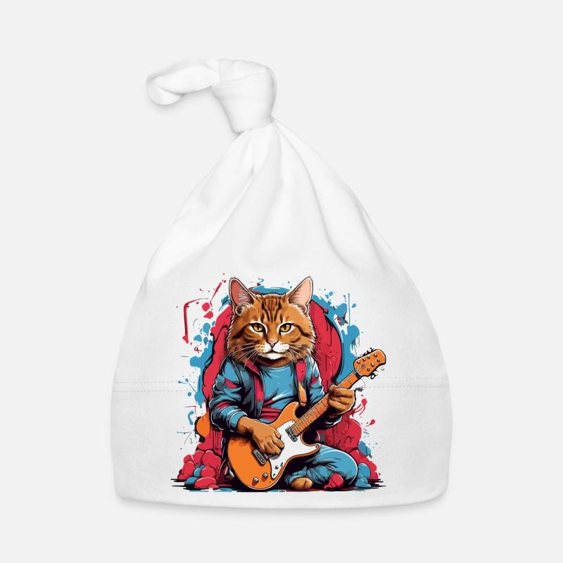 Chat avec guitare Bonnet bio Bébé