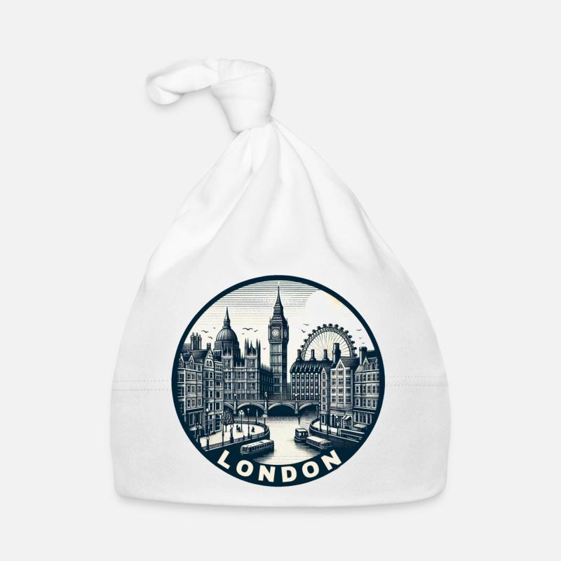 Londres vintage - Bonnet bio Bébé - blanc
