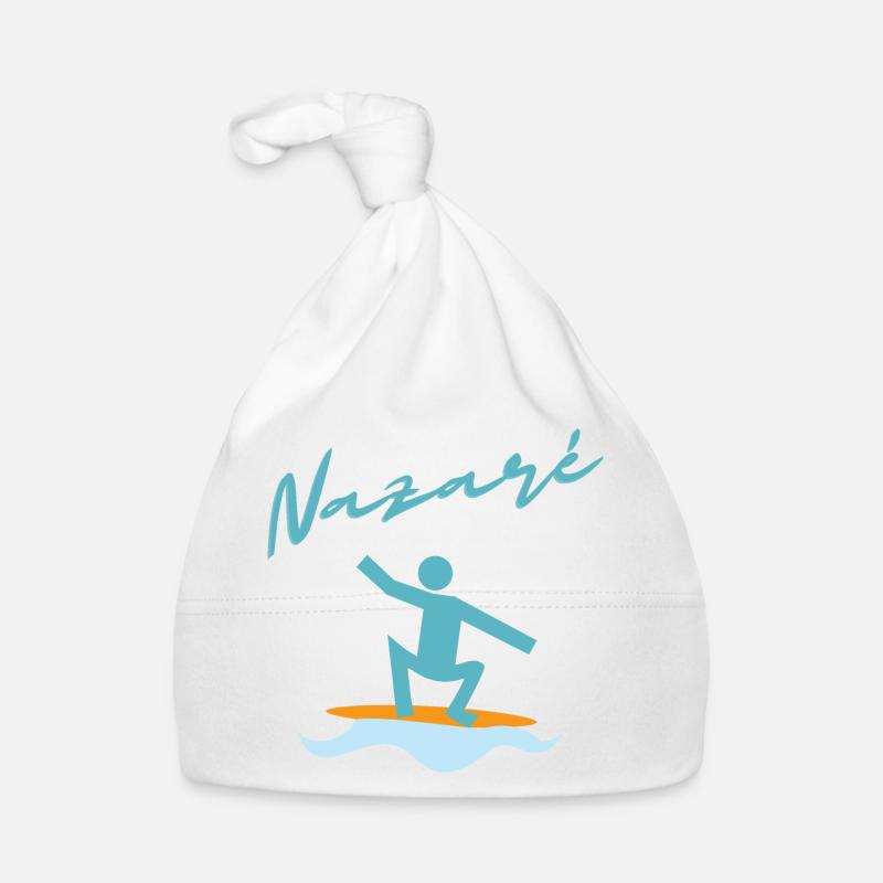 Nazaré Surf Illustration - Bonnet bio Bébé - blanc