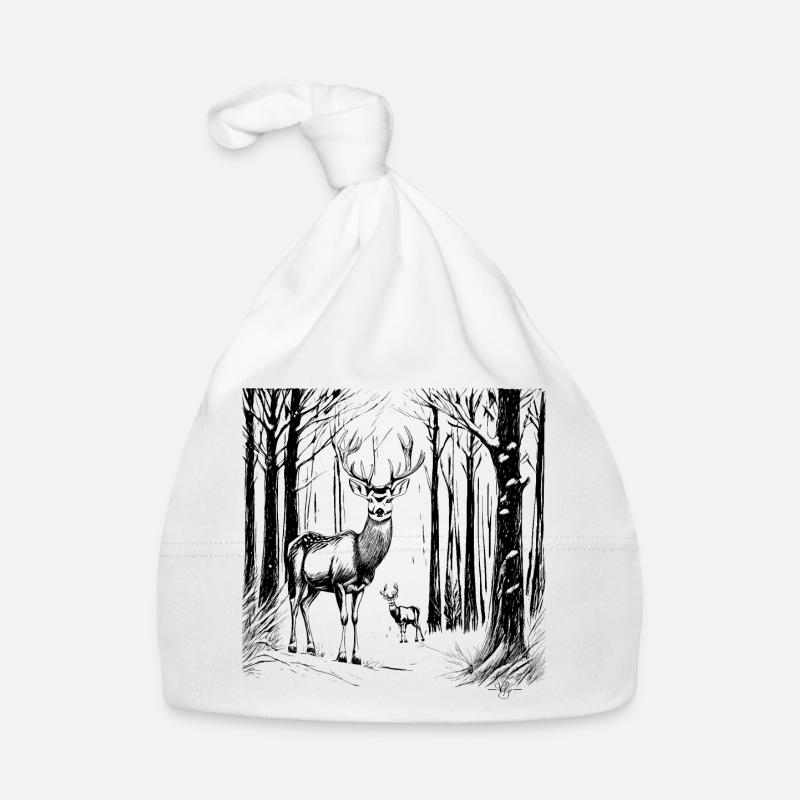 Hirsche im Schnee - Baby Bio-Mütze - Weiß