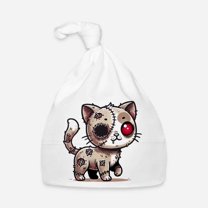 chat kawaii zombie effrayant pour s’amuser à Halloween Bonnet bio Bébé