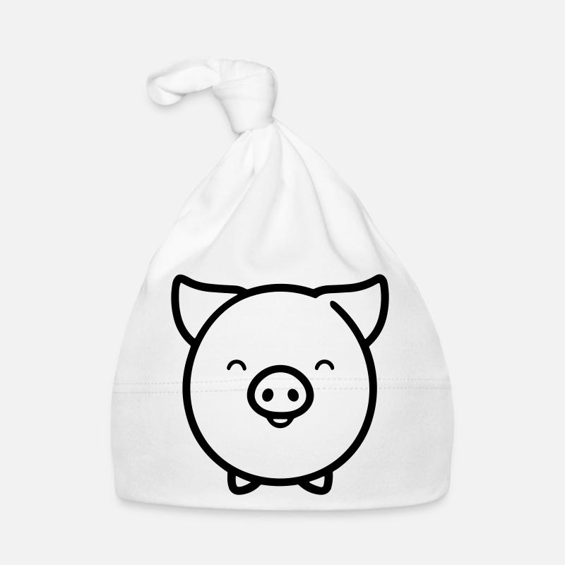 cochon - Bonnet bio Bébé - blanc