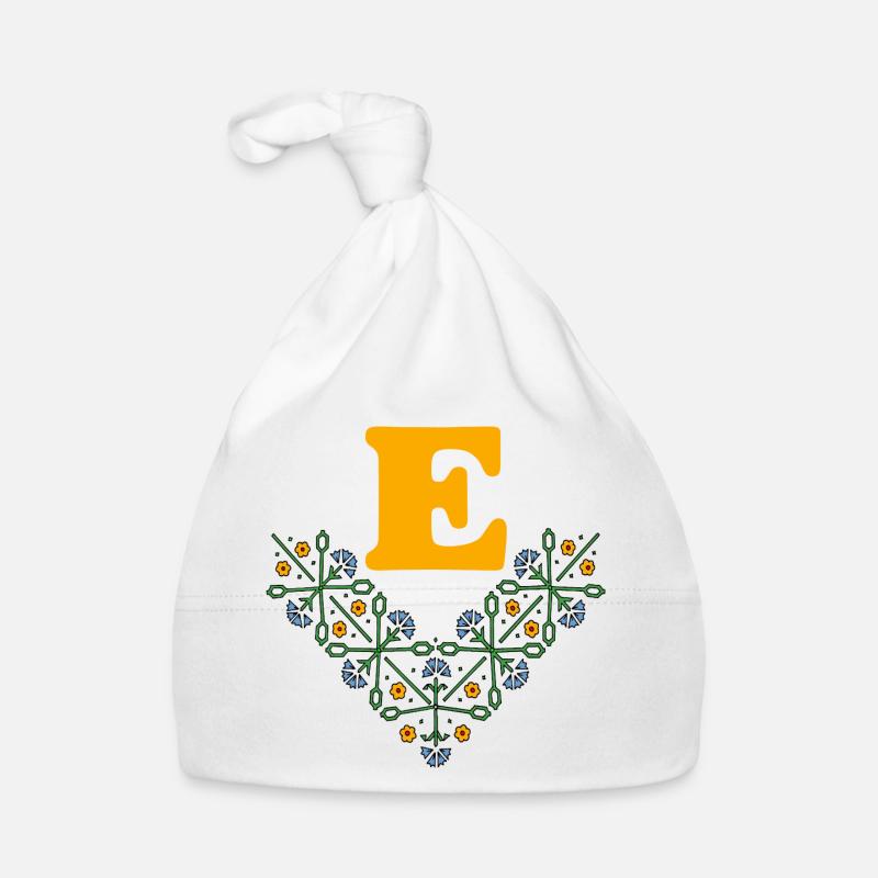 buchstabe e blume 4 blau orange Baby Bio-Mütze