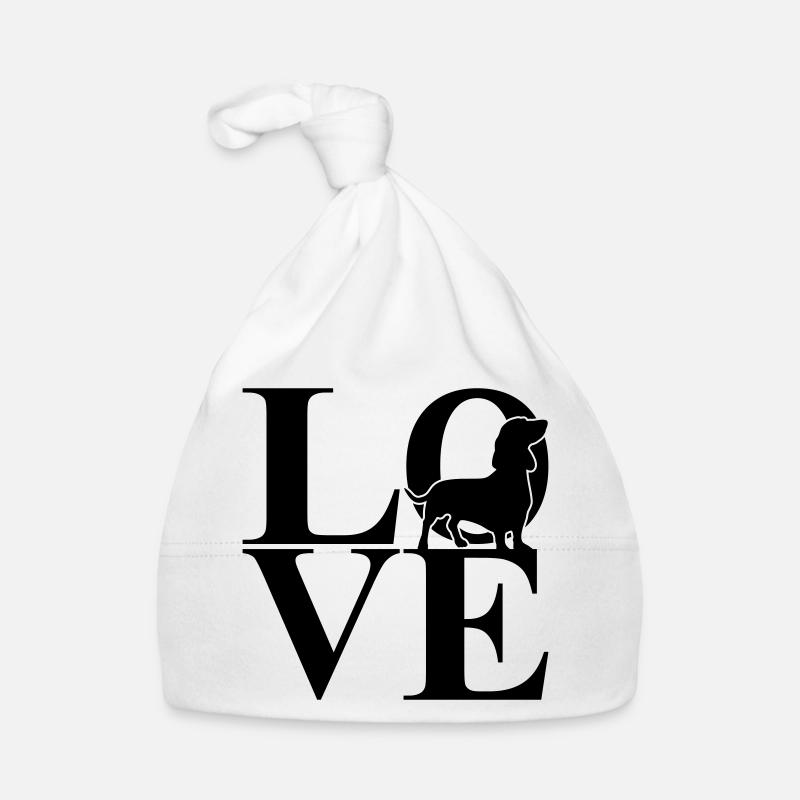 Teckel Love Dog Motif - Bonnet bio Bébé - blanc