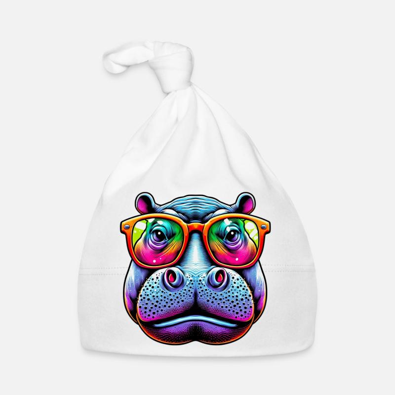 Nilpferd mit Sonnenbrille Baby Bio-Mütze