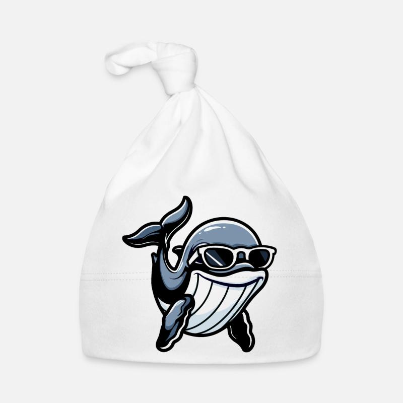 Whale Comic Cool - Organic Baby Cap - white