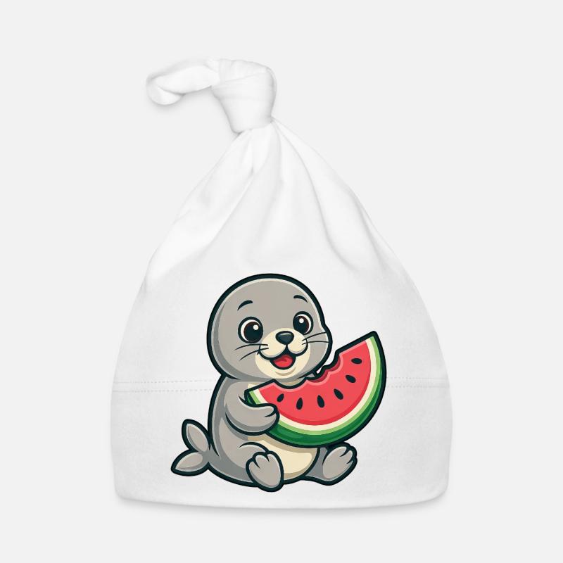 Melon de phoque Fruité d’été - Bonnet bio Bébé - blanc