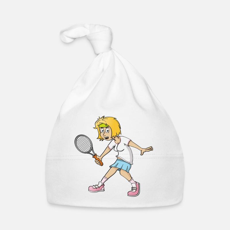 Fröhliches Bild eines Tennisspielers Baby Bio-Mütze