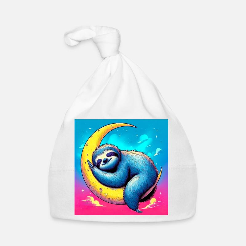 Sloth sleeps on the Moon Organic Baby Cap