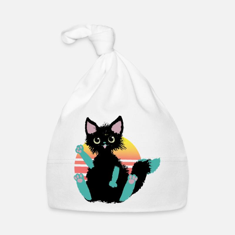 doodle cat blob, says Hi Organic Baby Cap