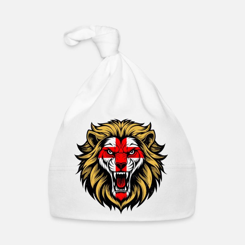 Angleterre George Croix Drapeau Féroce Lion Face Design Bonnet bio Bébé