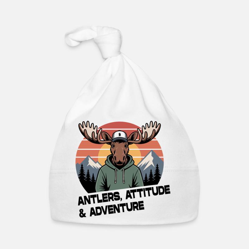 Antlers Attitude Abenteuer-Elch Baby Bio-Mütze