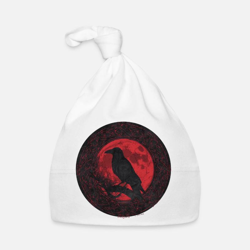 Night raven under red moon Organic Baby Cap