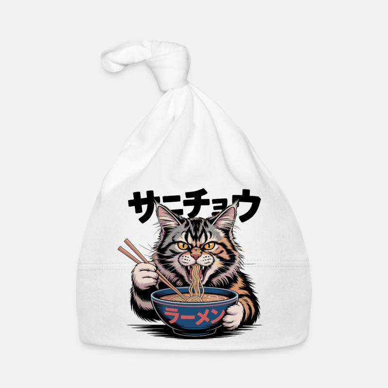 Hungrige Ramen-Katze Lustiges Design Baby Bio-Mütze