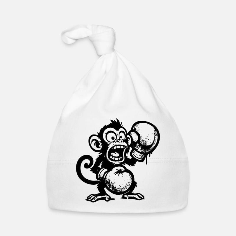 Cartoon Monkey with Fruit and Skull Organic Baby Cap