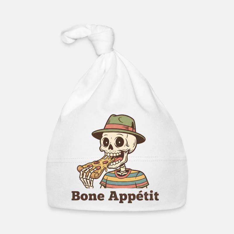 Bone Appétit Skeleton mange de la pizza Bonnet bio Bébé