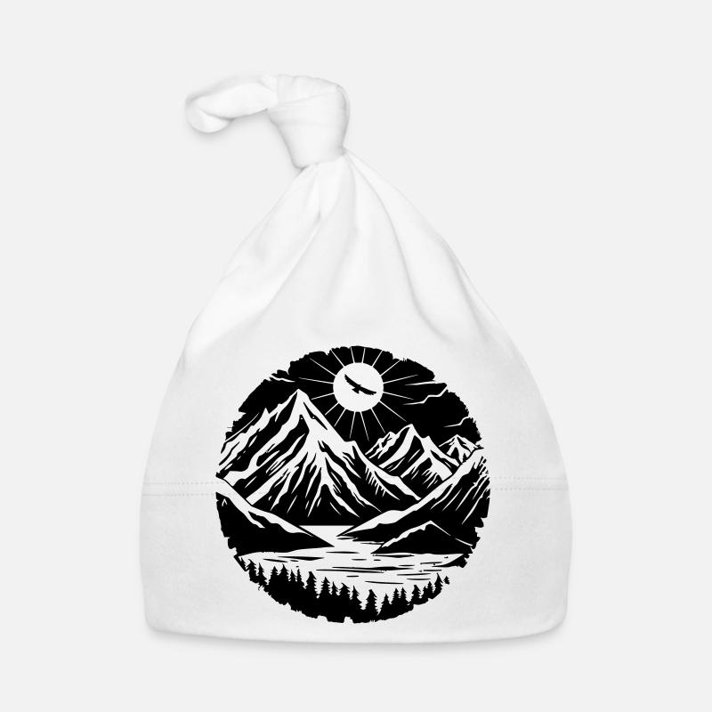 Silhouette de paysage de montagne Bonnet bio Bébé