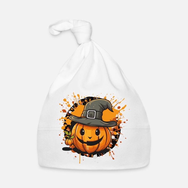 Halloween Pumpkin with Hat Organic Baby Cap